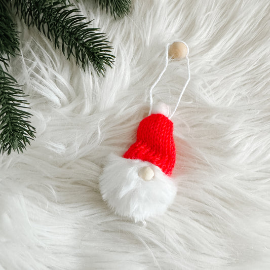 Gnome Christmas Mini Knitted Toque Ornament Red