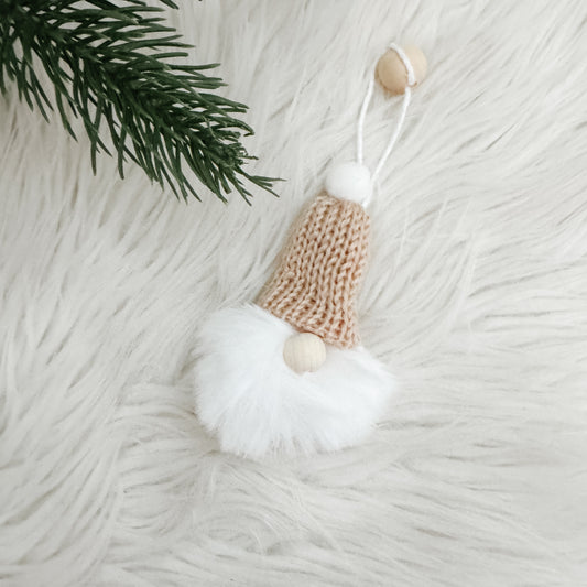 Gnome Christmas Mini Knitted Toque Ornament Sand