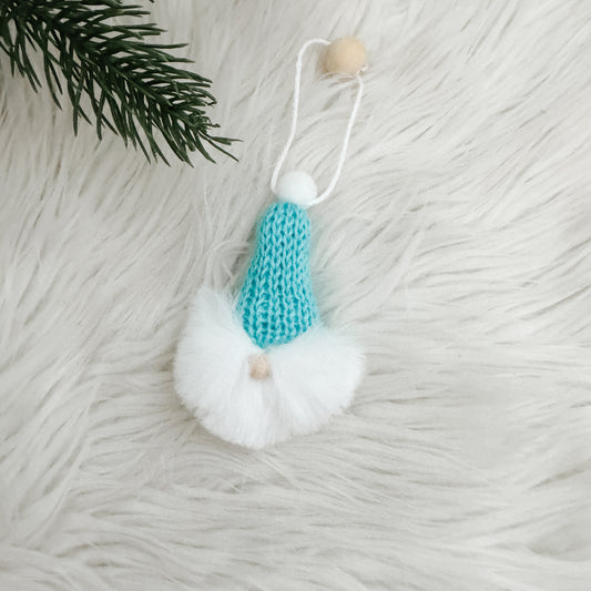 Gnome Christmas Mini Knitted Toque Ornament Turquoise