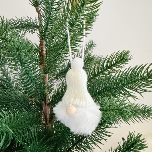 Gnome Christmas Mini Knitted Toque Ornament White