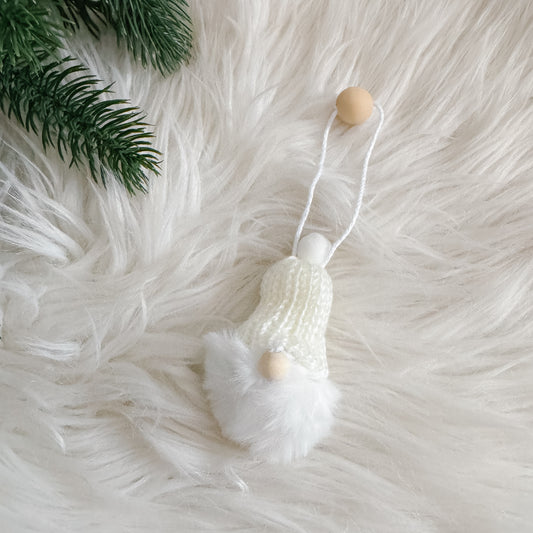 Gnome Christmas Mini Knitted Toque Ornament White