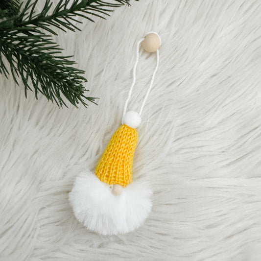Gnome Christmas Mini Knitted Toque Ornament Yellow