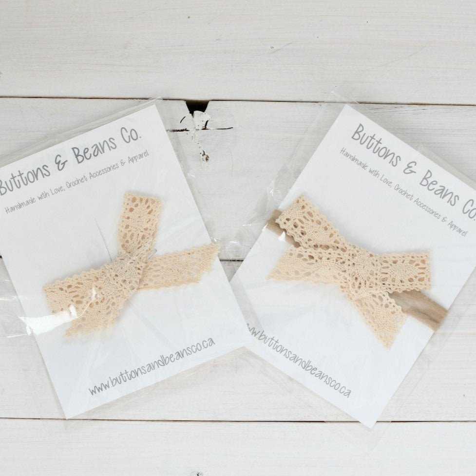 Grace Lace Bow | Cream Headband, Hair Clip Headband/Clips 8 $ Buttons & Beans Co.