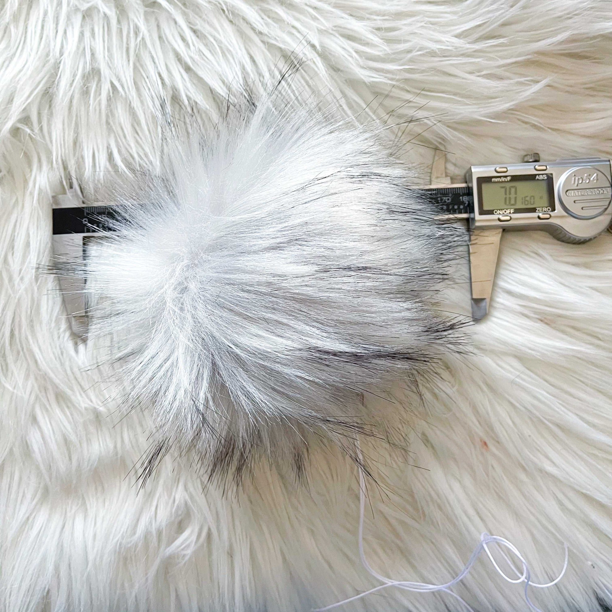 Grey Wolf Luxury Faux Fur Pompom | Pom pom with Ties, Buttons or Snaps Pom Poms 5 $ Buttons & Beans Co.