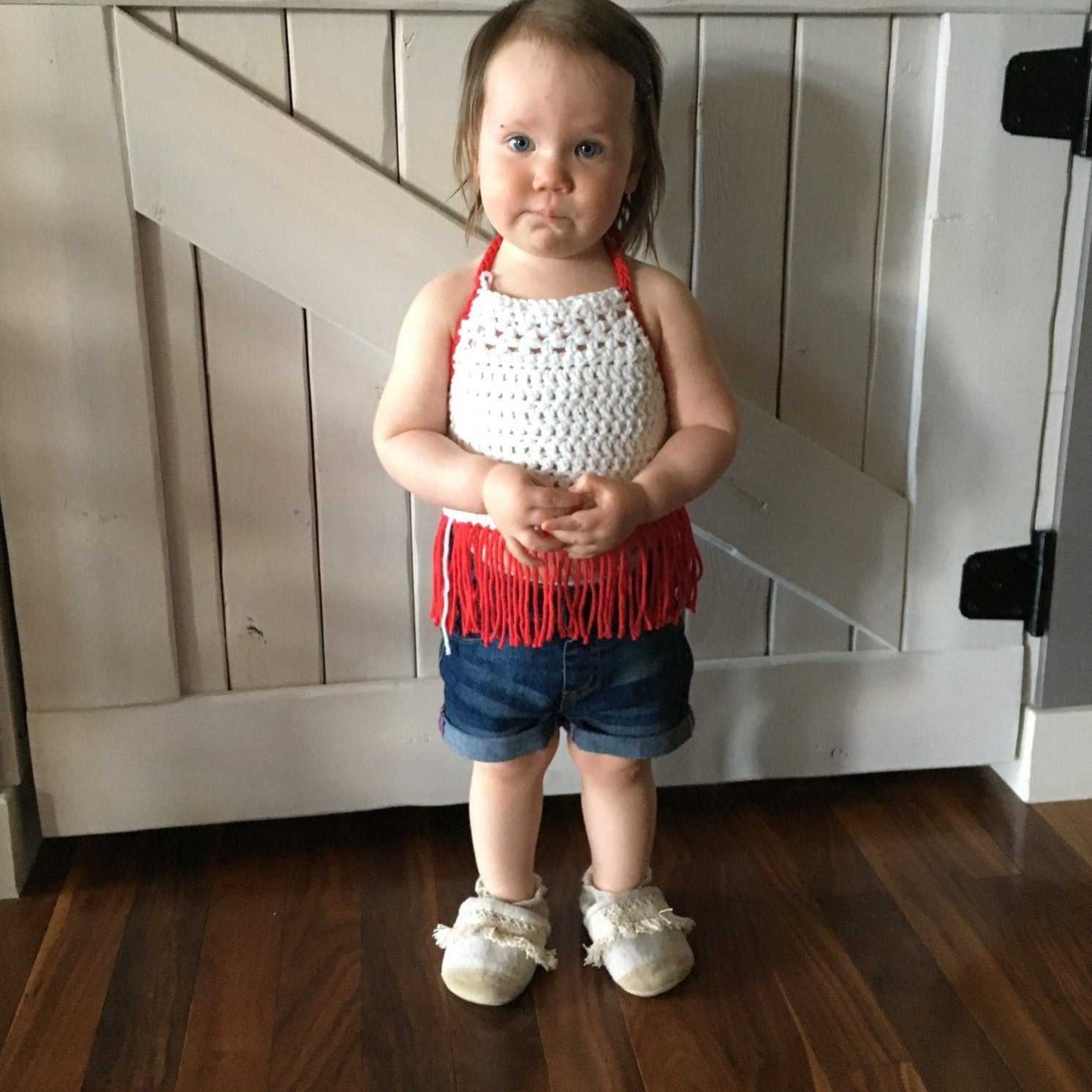 Harper | Red and White Crochet Crop Top | Cotton Tie Halter Apparel 35 $ Buttons & Beans Co.