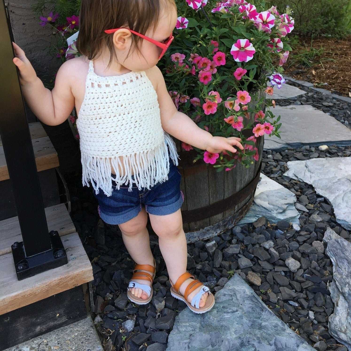 Harper | Red and White Crochet Crop Top | Cotton Tie Halter Apparel 35 $ Buttons & Beans Co.