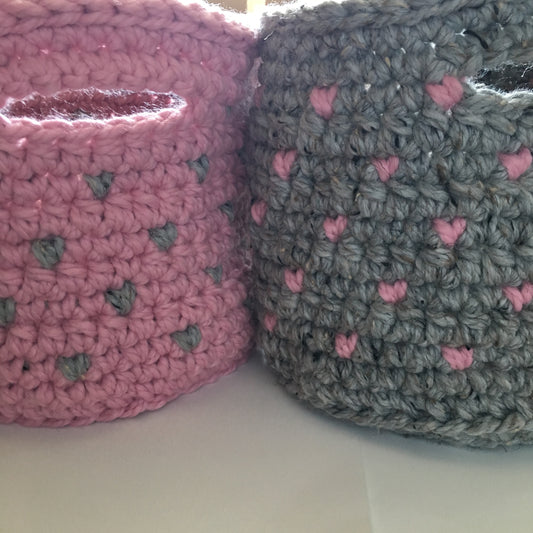 Chunky Crochet Heart Basket | Pick your Colours | Storage Decor