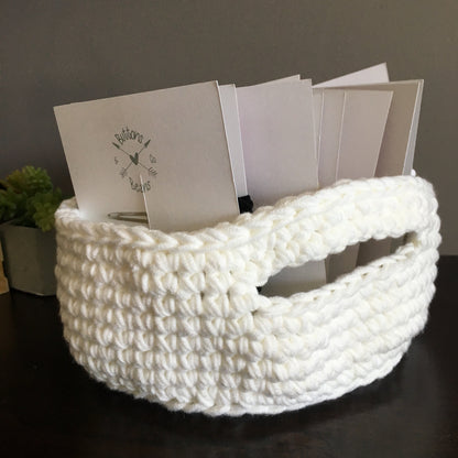 Crochet Cotton Basket Bowl | White Storage Decor