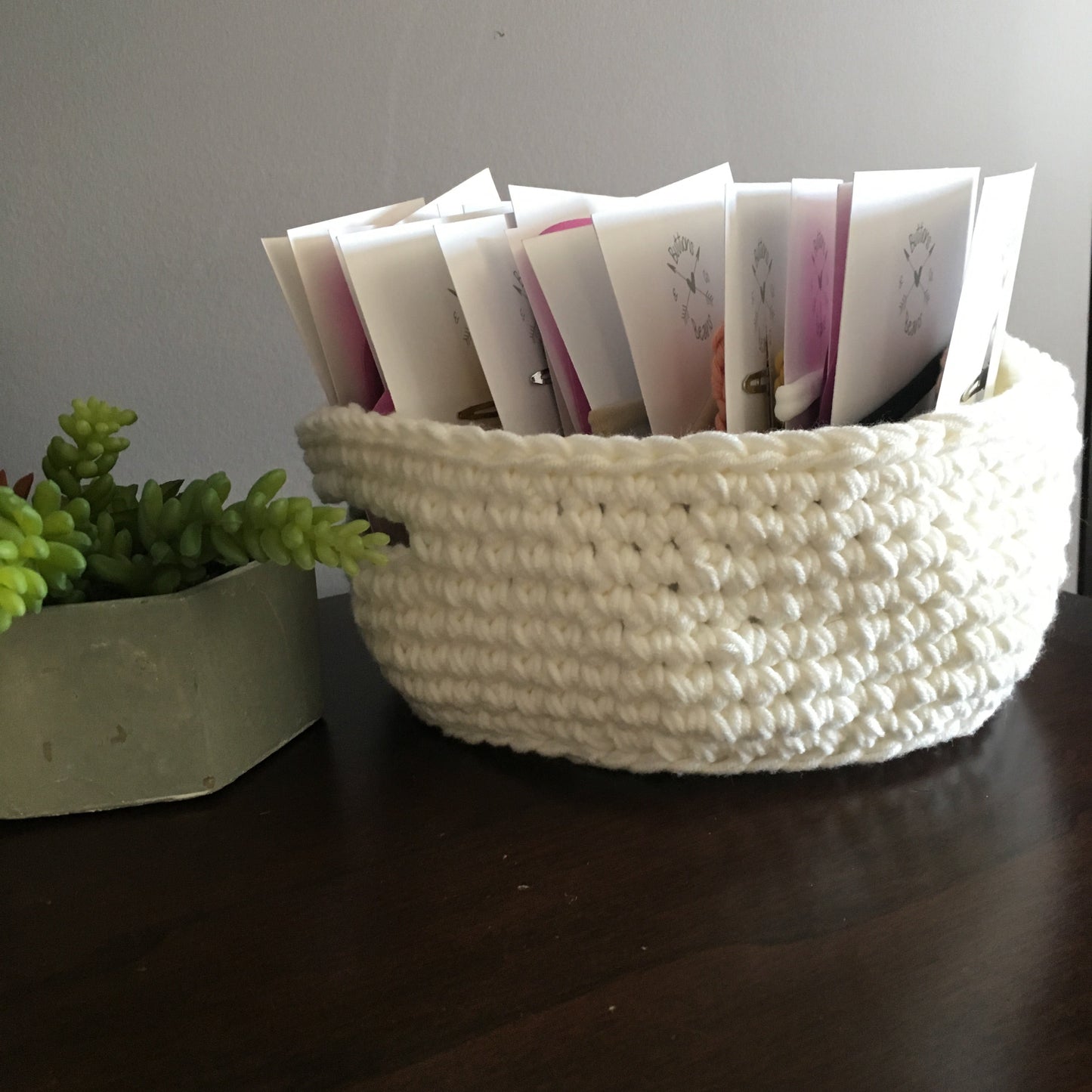 Crochet Cotton Basket Bowl | White Storage Decor