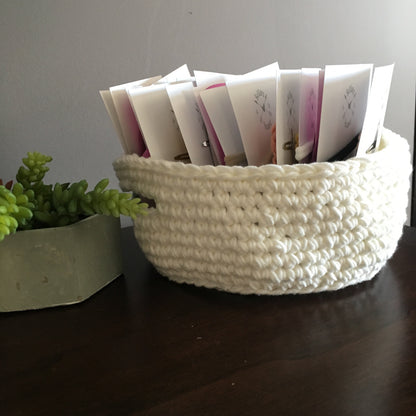 Crochet Cotton Basket Bowl | White Storage Decor