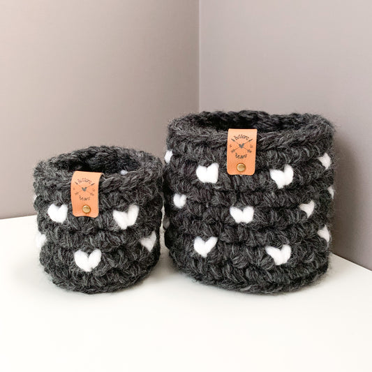 Chunky Crochet Heart Basket | Pick your Colours | Storage Decor