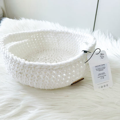 Crochet Cotton Basket Bowl | White Storage Decor