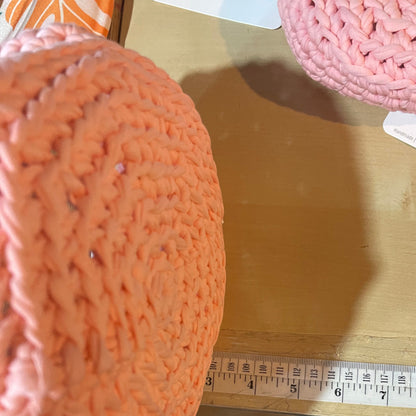 Crochet Cotton Basket Bowl | Peach Pink Storage Decor