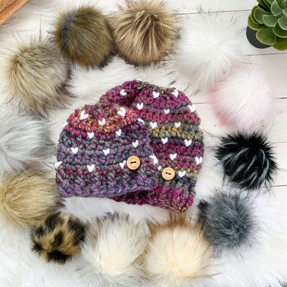 Pattern | Chunky Mini Heart Crochet Hat | Baby to Adult Sizes