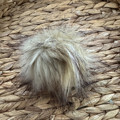 Husky Honey Luxury Faux Fur Pompom | Grey Gold Tie, Button, Snap Pom pom
