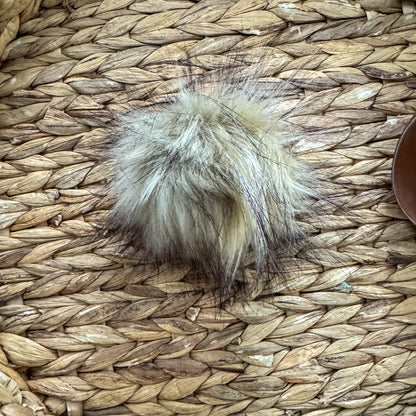 Husky Honey Luxury Faux Fur Pompom | Grey Gold Tie, Button, Snap Pom pom