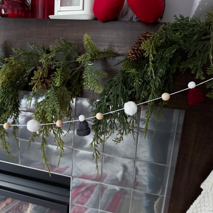 Grey and Burgundy Christmas Mini Knitted Toque Garland