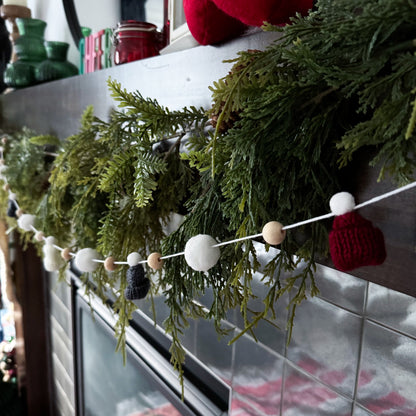 Grey and Burgundy Christmas Mini Knitted Toque Garland