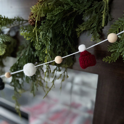 DIY Grey and Burgundy Christmas Mini Knitted Toque Garland Kit