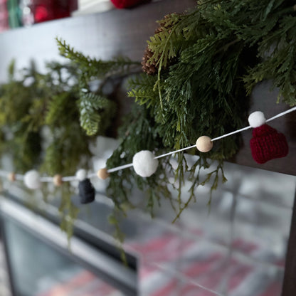 DIY Grey and Burgundy Christmas Mini Knitted Toque Garland Kit