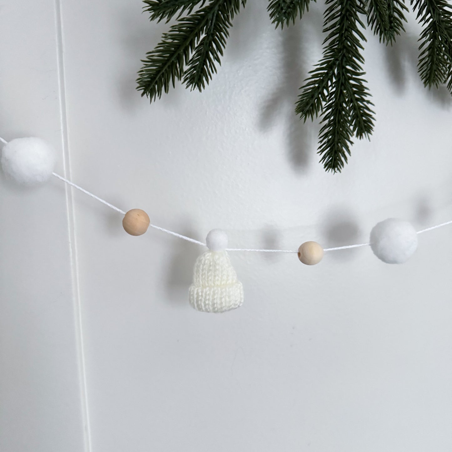 Grey and Burgundy Christmas Mini Knitted Toque Garland