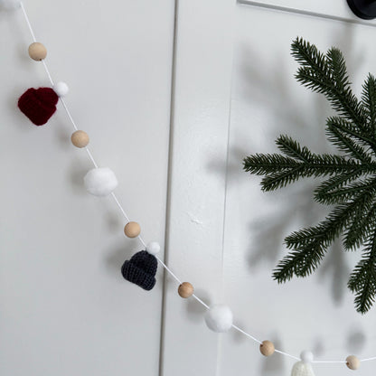 DIY Grey and Burgundy Christmas Mini Knitted Toque Garland Kit