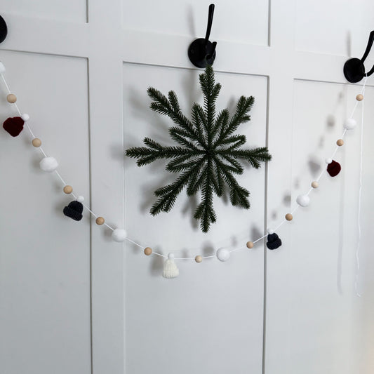 Grey and Burgundy Christmas Mini Knitted Toque Garland