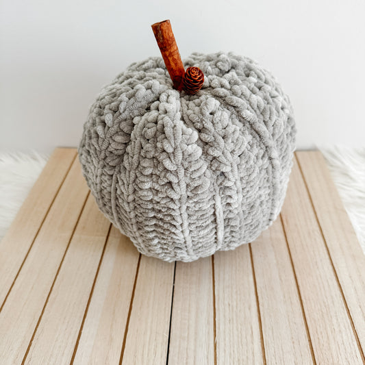 Pumpkin | Sage Green Velvet Crochet Fall Decor