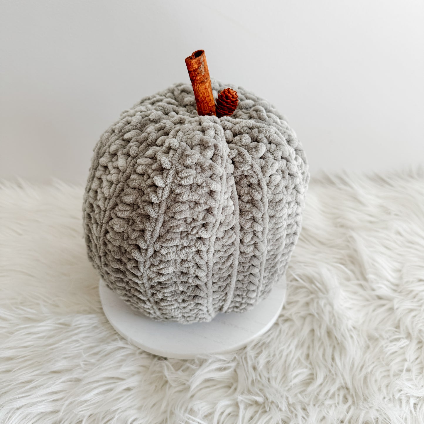 Pumpkin | Sage Green Velvet Crochet Fall Decor
