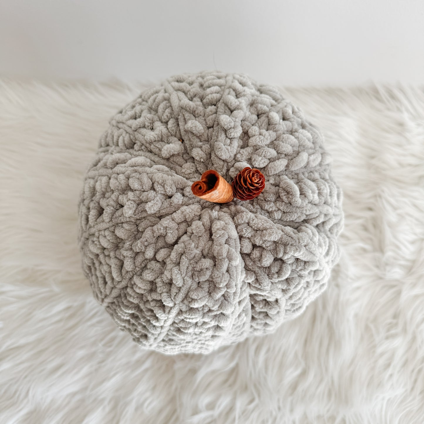 Pumpkin | Sage Green Velvet Crochet Fall Decor