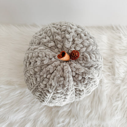 Pumpkin | Sage Green Velvet Crochet Fall Decor