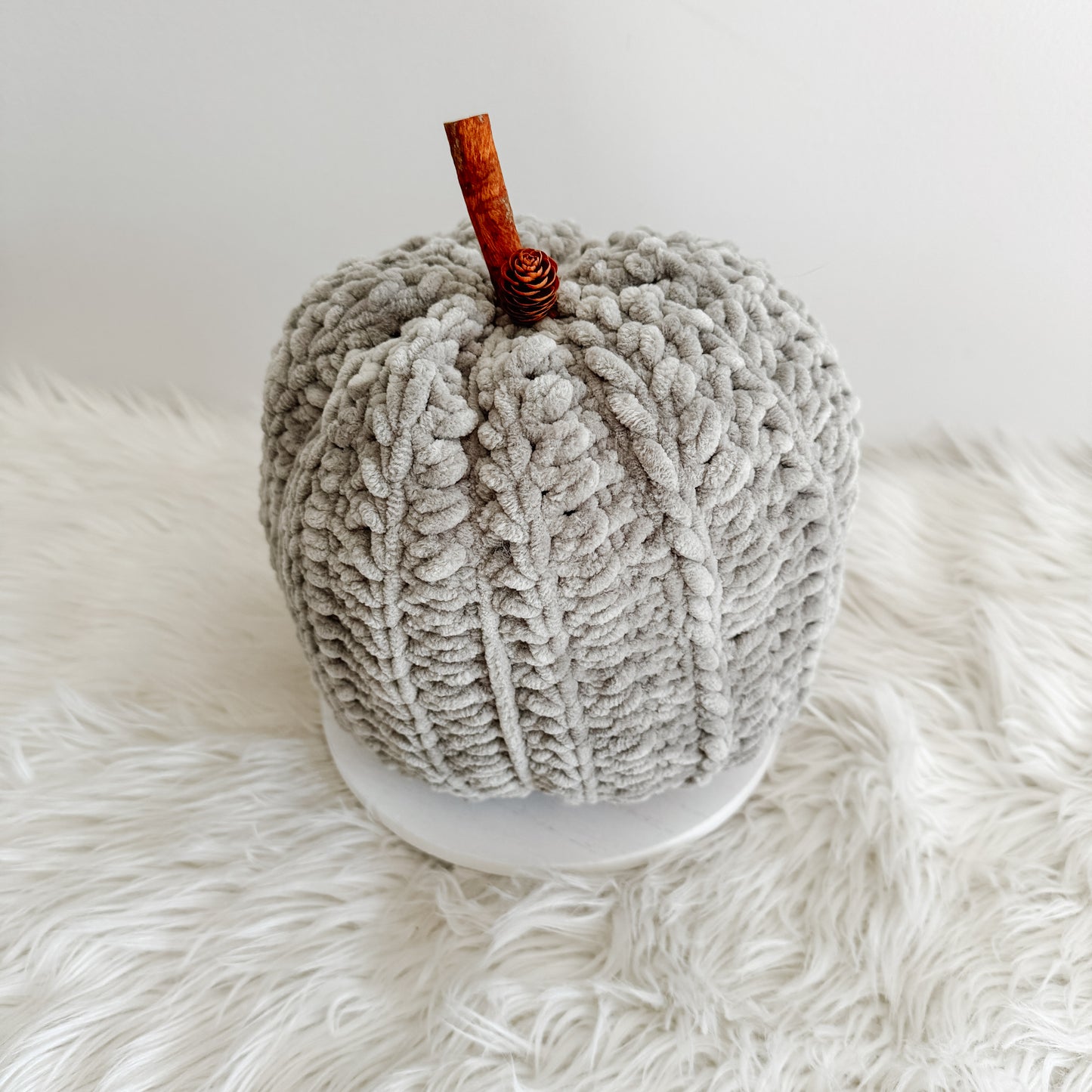 Pumpkin | Sage Green Velvet Crochet Fall Decor
