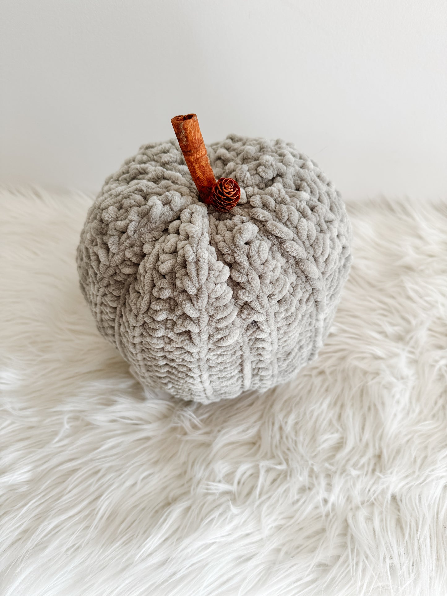 Pumpkin | Sage Green Velvet Crochet Fall Decor