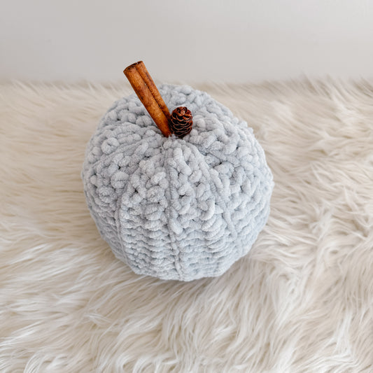 Pumpkin | Frosted Blue Velvet Crochet Fall Decor
