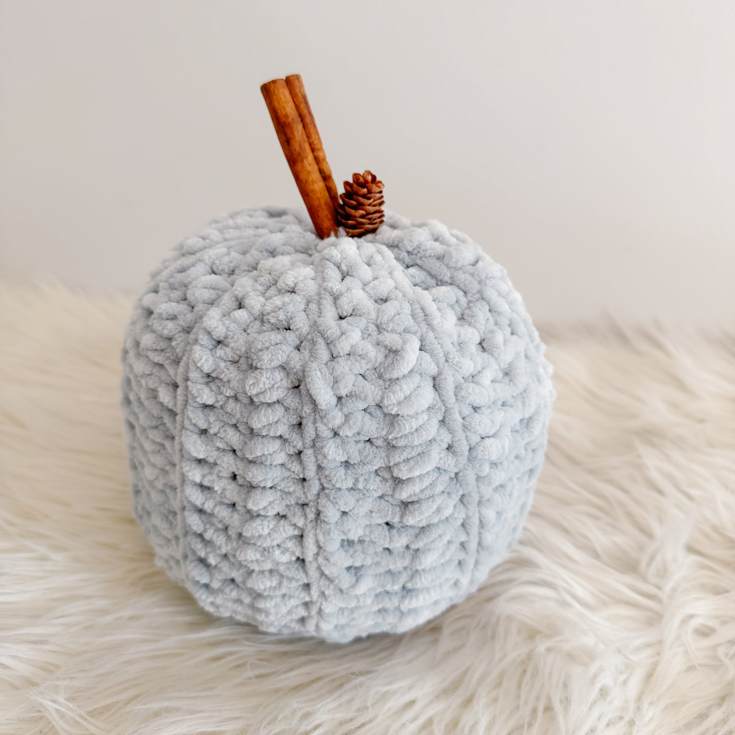 Pumpkin | Frosted Blue Velvet Crochet Fall Decor