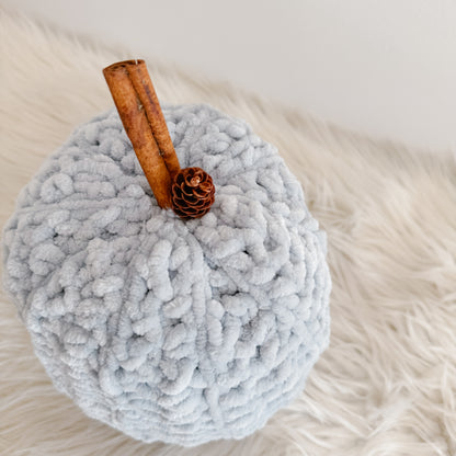 Pumpkin | Frosted Blue Velvet Crochet Fall Decor