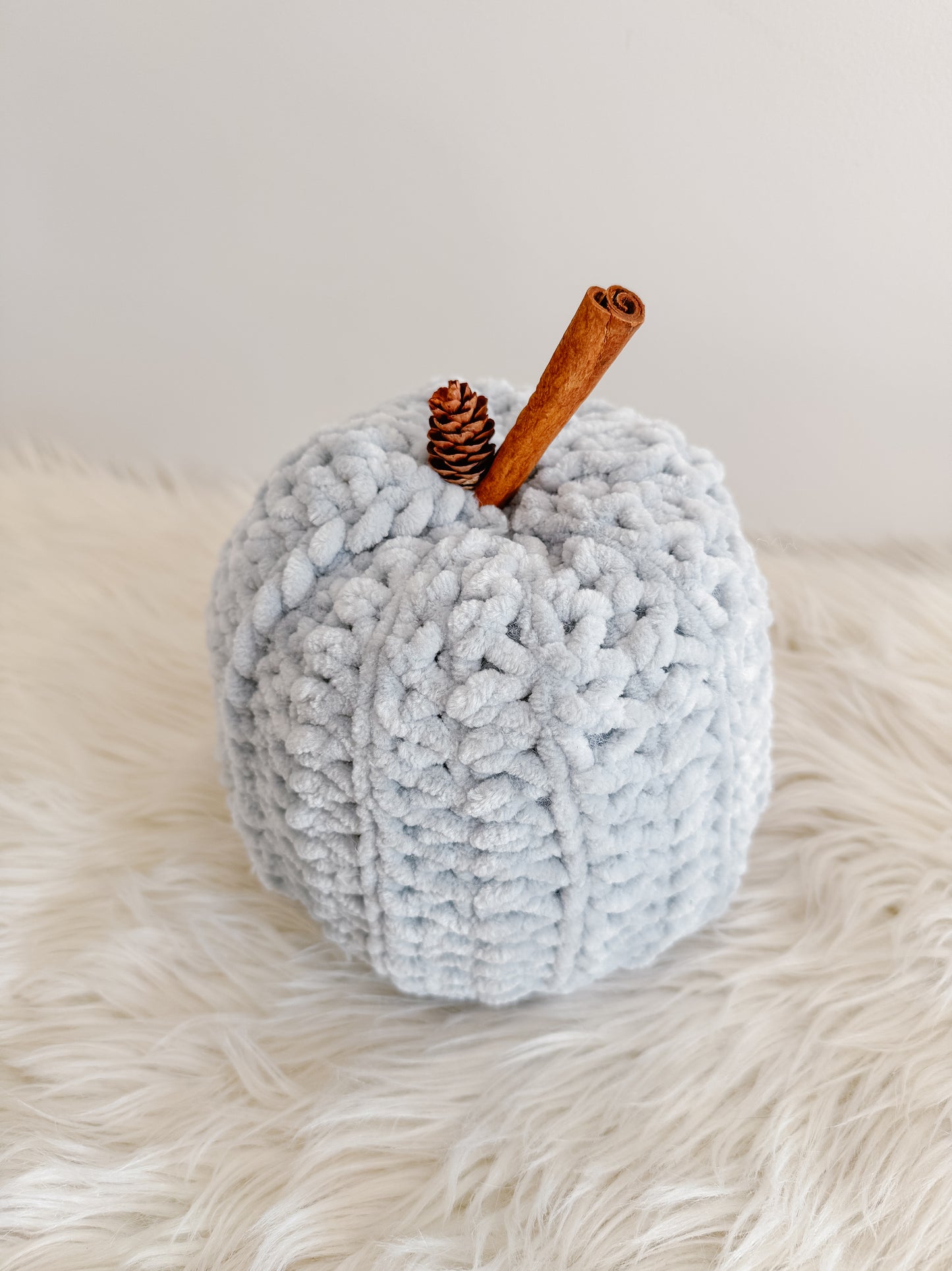 Pumpkin | Frosted Blue Velvet Crochet Fall Decor