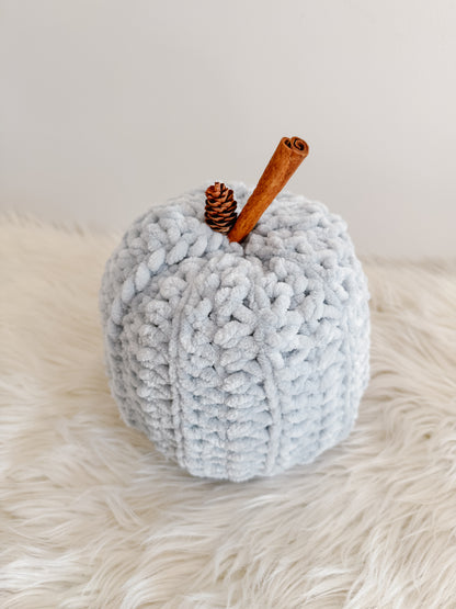 Pumpkin | Frosted Blue Velvet Crochet Fall Decor