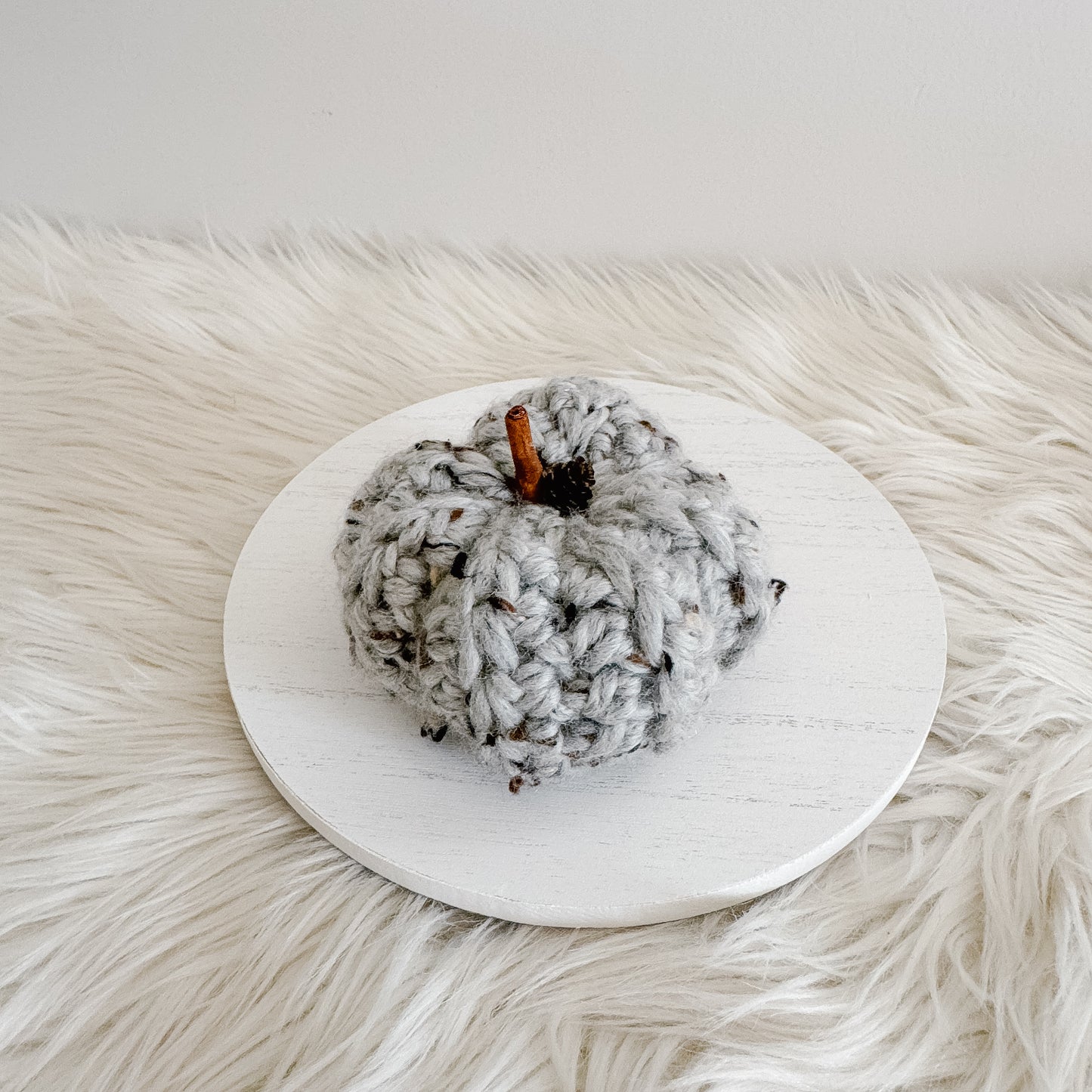 Pumpkin | Grey Tweed Crochet Fall Decor
