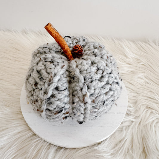 Pumpkin | Grey Tweed Crochet Fall Decor