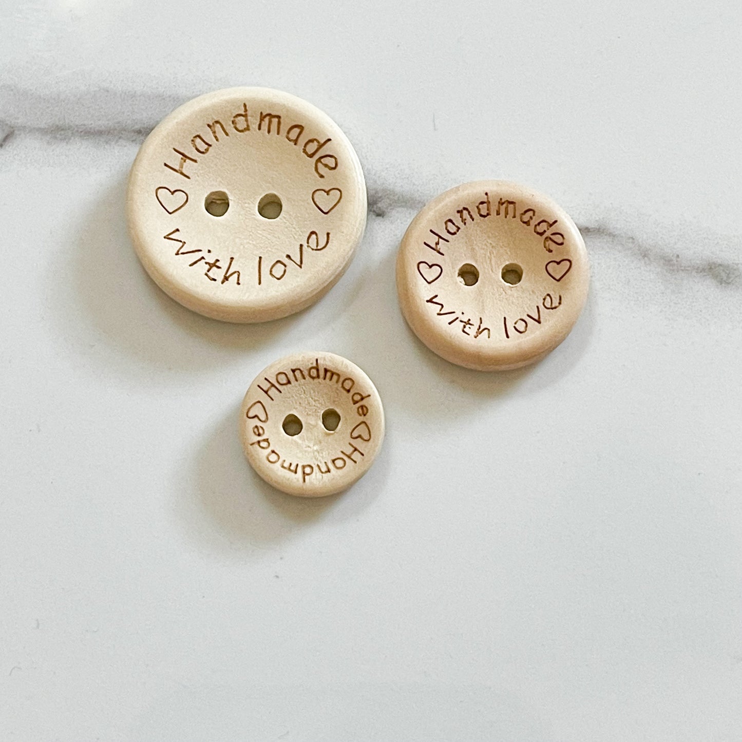 Wood buttons | Handmade with Love | 15mm, 20mm, 25mm