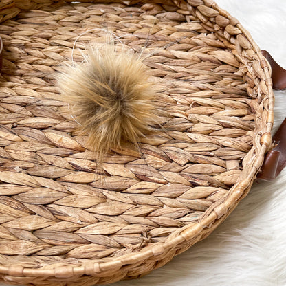 Lion Cub Luxury Faux Fur Pom pom | Tan, Brown Tie, Button or Snap Pom pom