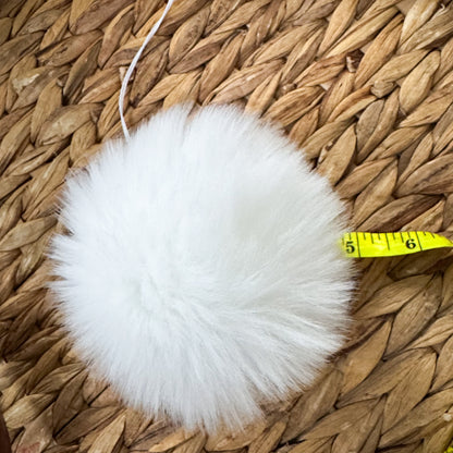 Polar Luxury Faux Fur Pompom | White pom pom with Tie, Button or Snap