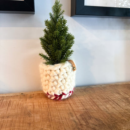 Candy Cane Crochet Basket | Christmas Tree Chunky Crochet Decor