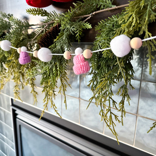 Pink Ombre Christmas Mini Knitted Toque Garland