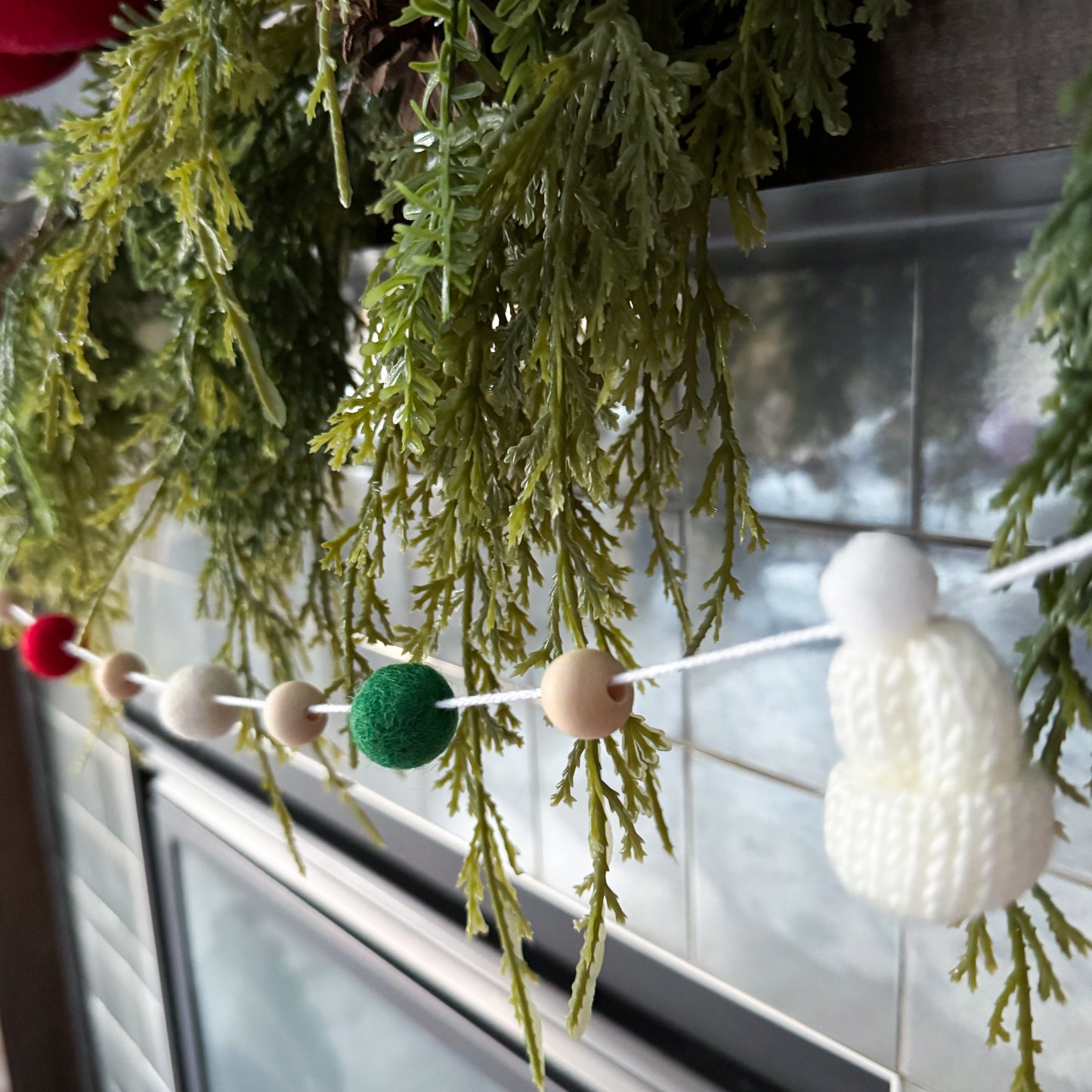 White Christmas Mini Knitted Toque Garland