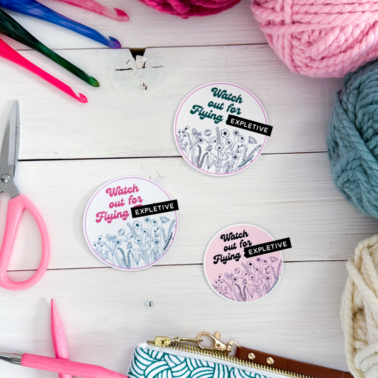 Watch out for Flying F@cks, Flowers Premium Vinyl Sticker, Sassy Twisty Humour, Boundary Setting Funny