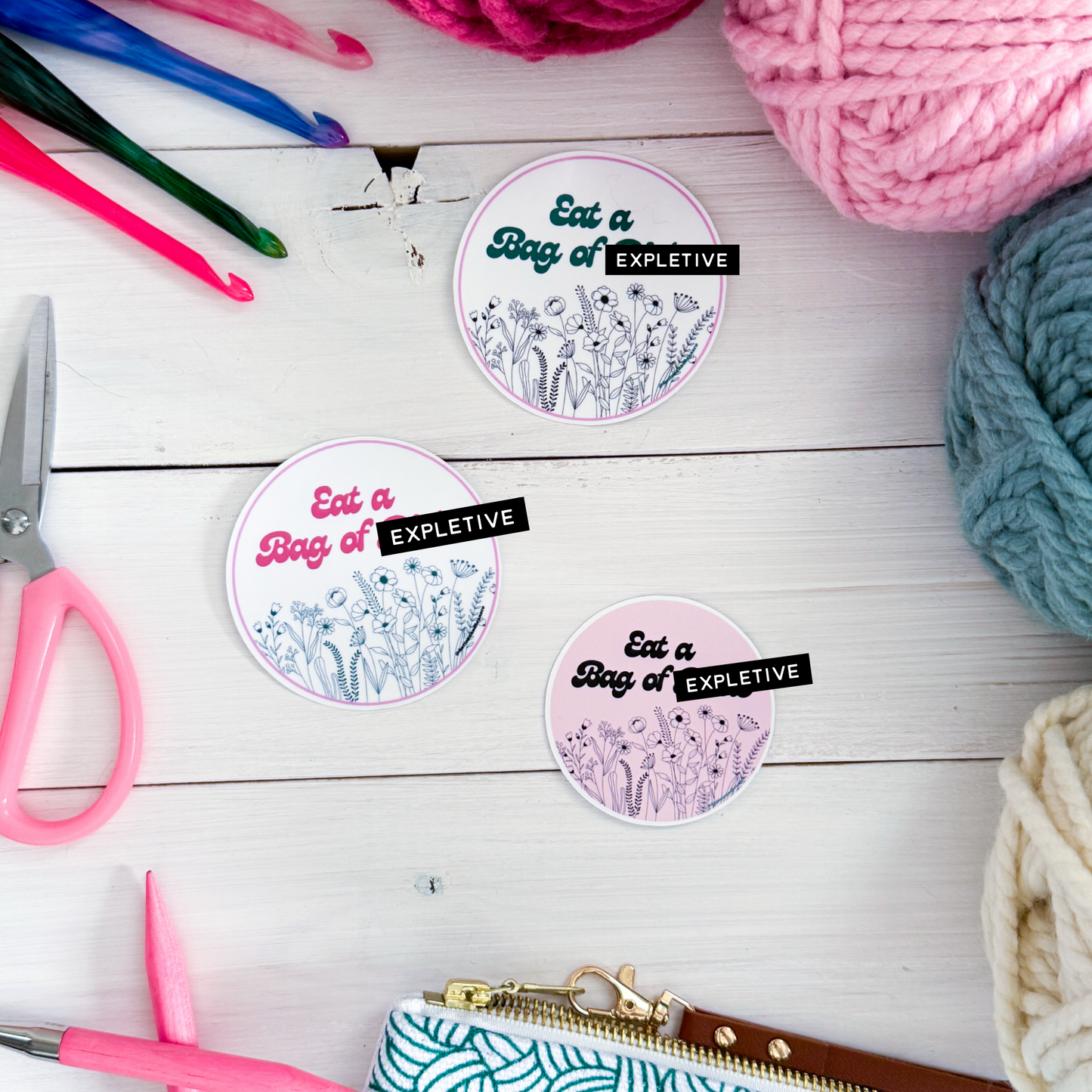 Eat A Bag of D!cks Flowers Premium Vinyl Sticker, Sassy Twisty Humour, Boundary Setting Funny