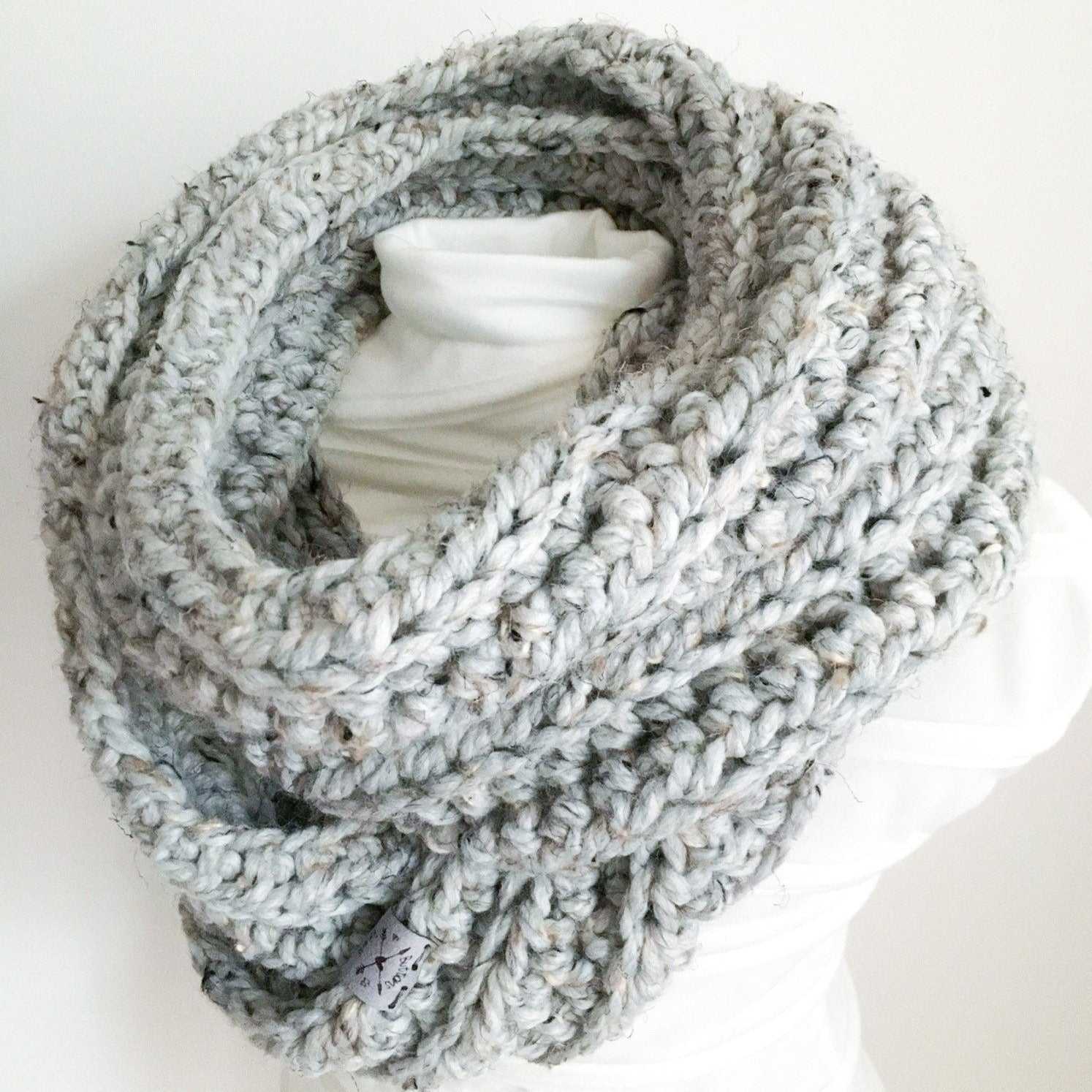 Infinity Scarf | Adult Grey Chunky Crochet Double Loop Scarves Scarves 45 $ Buttons & Beans Co.