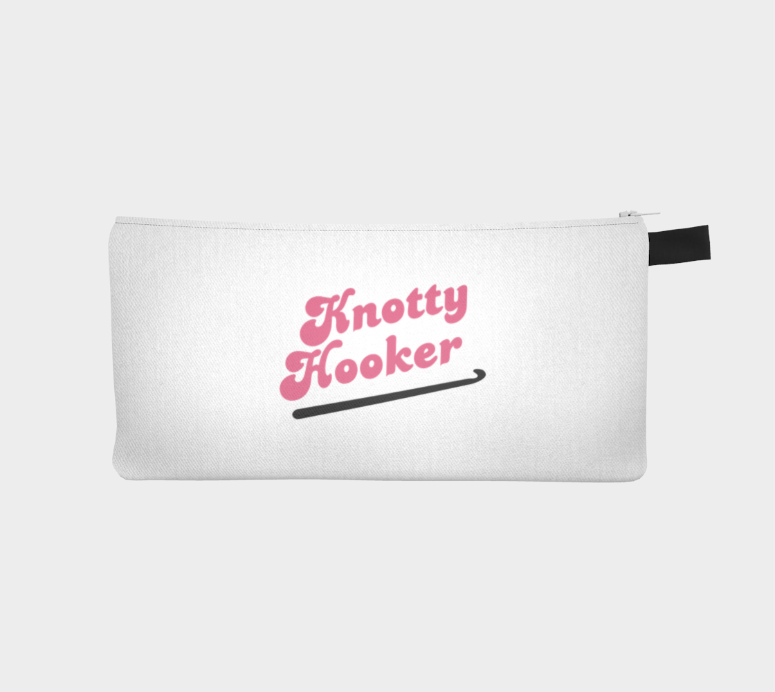 Knotty Hooker Dark Pink, Black or White Small Case, Crochet Hook and Knitting Needles Case, Notions Bag, Accessories Case, Crocheting Knitting, Fibre Enthusiasts, Crafters, Crocheter and Knitter Humour